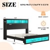 AMERLIFE Bed Frame with Drawers, LED, Bookcase Headboard, Charging, Shelves - 2 of 4