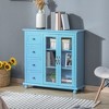 HOMCOM Storage Sideboard Cabinet with 4 Drawers and Glass Door Cupboard, Console Table for Living Room, Kitchen - 2 of 4