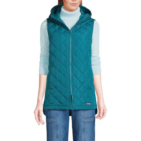 Lands End Women s Petite Featherfree Insulated Hooded Vest Medium Evening Teal Target