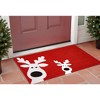 HomeRoots 17" X 29" Red and White Coir Reindeer Outdoor Christmas Door Mat - 2 of 4