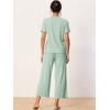 cheibear Women's Sleepwear Round Neck Soft Knit Short Sleeve Shirt with Pants Capri Pajamas Set - 3 of 4