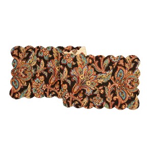 C&F Home 14" x 51" Dorothy Autumn Brown Cotton Table Runner - Quilted Paisley - 1 of 4