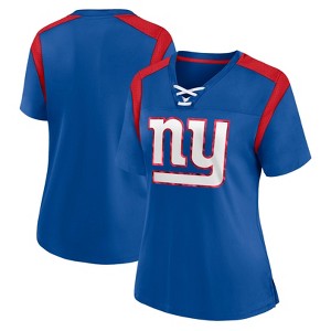 NFL New York Giants Women's Short Sleeve Lace Up V-Neck Fashion Jersey - 1 of 3