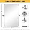 91cm Silver-White Iron Rectangular Mirror with Rounded Corners and Rotating Hardware, 2.5cm Depth - 4 of 4