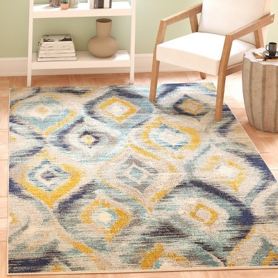 Bohemian Chic Blue Multi Hand-Knotted 3'x5' Synthetic Area Rug