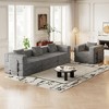 4-Seater Corduroy Fabric Folding Convertible Sofa Bed with Side Storage Pockets, Cushions Included, Space-Saving for Living Room, Bedroom, and Study - 2 of 4