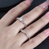 Queena Sterling Silver White Gold Wedding Ring Set for Women Cz Engagement Ring Eternity Band Ginger Lyne Collection - 4 of 4
