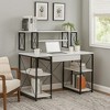 Royal Hampton Industrial Style Desk with 4 Open Selves and Bookcase Hutch, White - 2 of 4