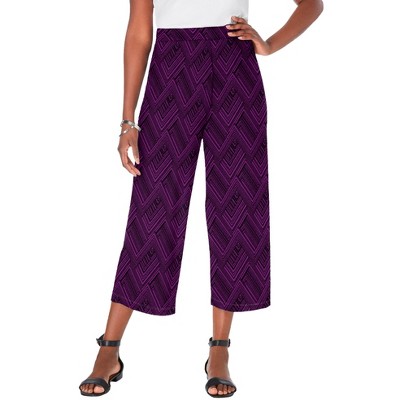 The London Collection Men's Big & Tall Knit Wide-leg Crop Pant - 12, Berry  Pink Brushstroke Chevron Purple Pants : Target