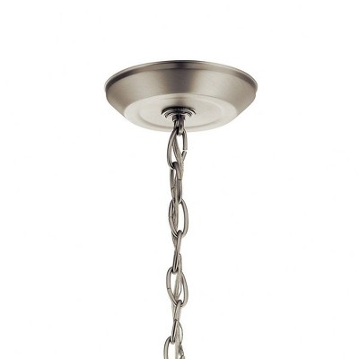 Modern Brushed Nickel 15" Bowl Pendant with White Glass Shade