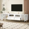 HDZNVF 78.8 inch Retro TV Stand, Entertainment Center Media Console Cabinet with 2 Cabinets, 4 Drawers, Up to 85 inch, White - 3 of 4