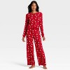 Women's Santa Print Ribbed Holiday Matching Family Pajama Pants - Wondershop™ Red - 3 of 4