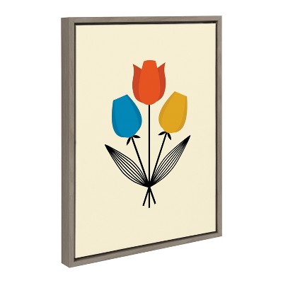 Colorful Tulip Bouquet Framed Canvas Wall Art, 18x24
