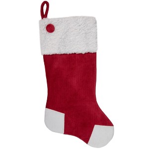 Northlight 20.5-Inch Red and White Velvet Christmas Stocking With Faux Fur - 1 of 4