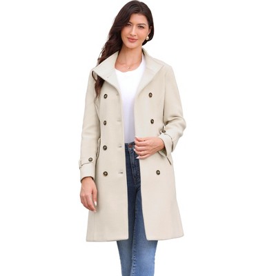 INSPIRE CHIC Women's Double Breasted Elegant Long Sleeve Winter Trench Pea Coat with Pockets