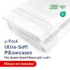 Ultra Soft Solid Pillowcases Set of 4 - Cozy & Breathable 4 Piece Pillow Covers - CGK Linens - 2 of 4