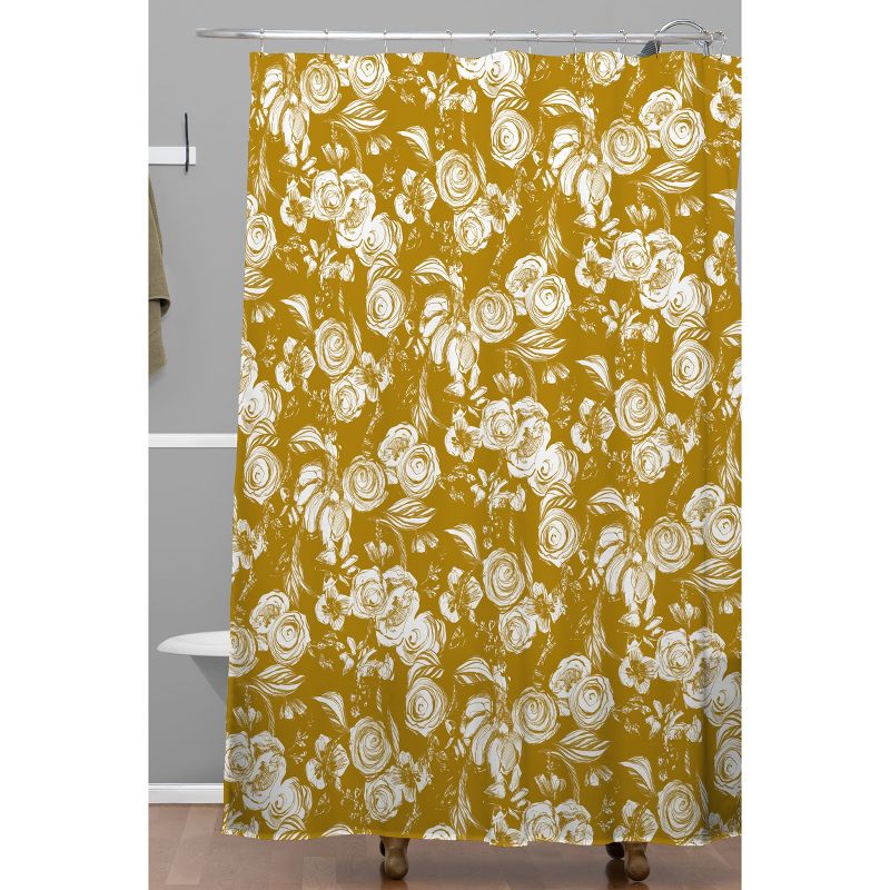 Floral Sketch Ginger Shower Curtain Bold Gold - Deny Designs, 3 of 7