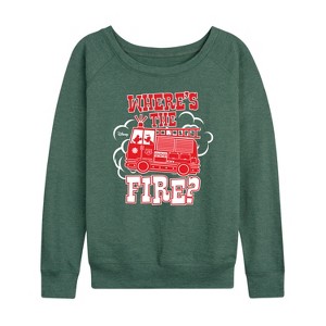Women's - Disney - Wheres The Fire Lightweight French Terry Wide Neck Long Sleeve Shirt - 1 of 4