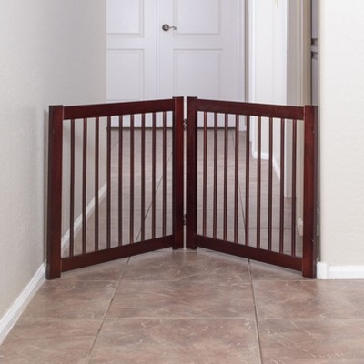 Walnut 24" Tall Hardwood Free Standing Pet Gate