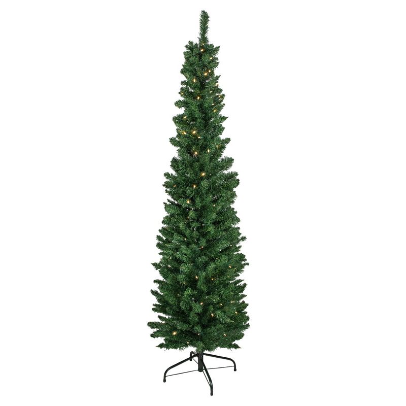 Northlight 6' Pre-Lit Northern Balsam Fir Pencil Artificial Christmas Tree, Warm Clear LED Lights, 1 of 9