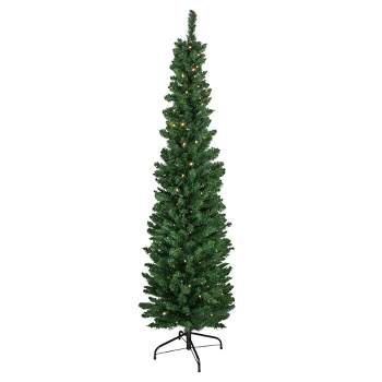 Northlight 6' Pre-Lit Northern Balsam Fir Pencil Artificial Christmas Tree, Warm Clear LED Lights