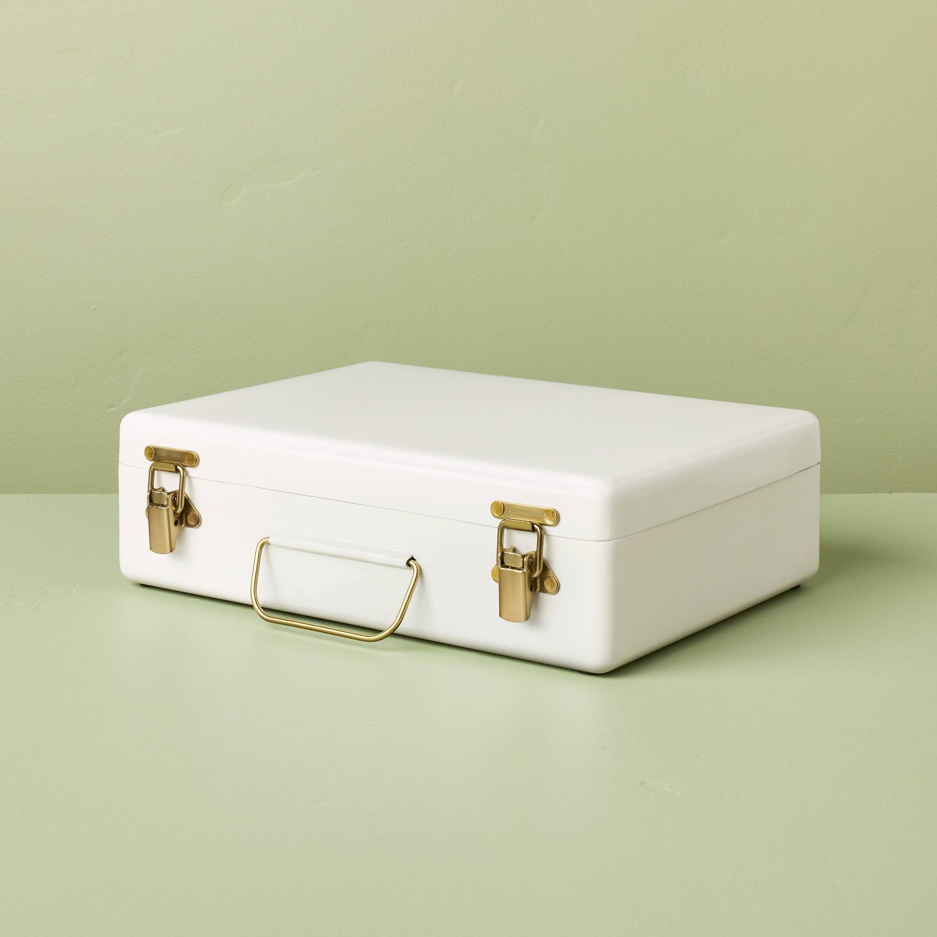 9" Large Metal Box with Brass Hardware Sour Cream - Hearth & Hand™ with Magnolia