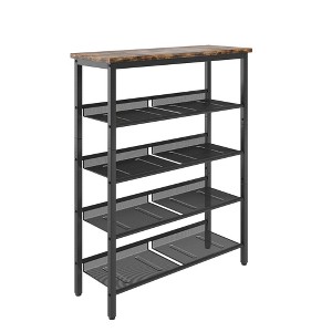 SEVOBAL Shoe Racks Industrial Style Adjustable 5-Tier Shoe Storage with Mesh Shelves for Multiple Rooms, Black, 30"*11.5"*37" - 1 of 4