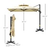 TiramisuBest 7.5ft×7.5ft Aluminum Pole Outdoor Patio Market Table Umbrella with Crank & Push Button Tilt - Black - 4 of 4