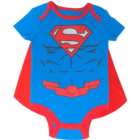 Superhero Costume for Baby Superman Boys Short Sleeve Onesie Creeper with Cap 