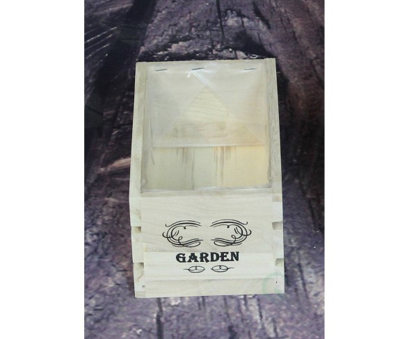 7" Rectangular Distressed Wood Crate Planter Brown S - Gardenised