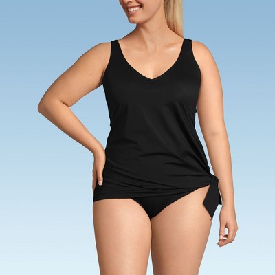 Lands' End Women's Slender Suit Fauxkini One Piece Swimsuit