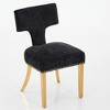 Mid Century Modern Dining Chairs Set of 2, Farmhouse Chenille Fabric Upholstered Accent Chair Curved Backrest with Copper Nails around, Black - 4 of 4