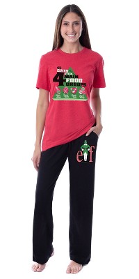 Elf The Movie Womens' Buddy Elves Four Main Food Groups Sleep Pajama Set Multicolored