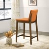 PAGED Bar Stools Mid-Century Modern Counter Stools Upholstered Dining Chairs with Black Vegan Leather for Home Pub - 4 of 4