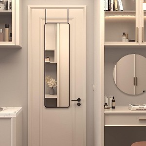 QingMoon 47"x14" Door Mirror, Aluminum Alloy Frame Full Body Mirror with Shatterproof Tempered Glass and Reinforced Hooks for Entryway and Bedroom - 1 of 4