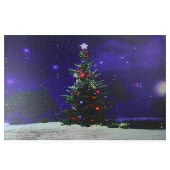 Northlight Fiber Optic and LED Lighted Color Changing Christmas Tree Canvas Wall Art 23.5" x 15.5"