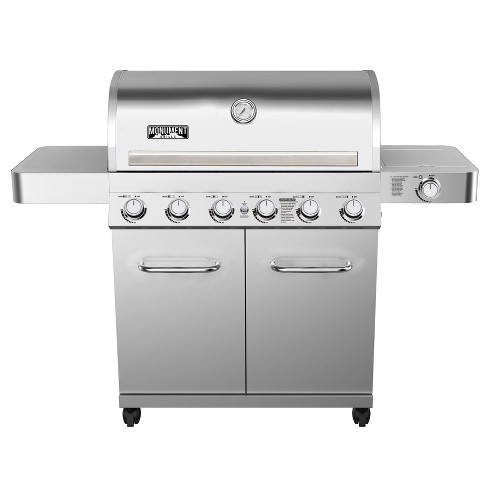 Monument Grills 2-Burner Portable Table Top Propane GAS Griddle in Stainless Steel with Locking Lid