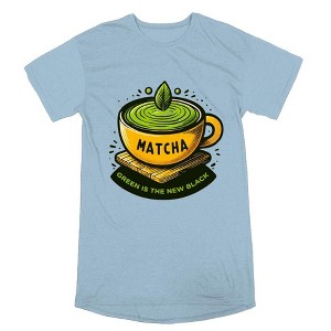 Matcha Teacup Green Is The New Women's Black Night Shirt - 1 of 2
