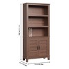 5 Tier Storage Bookshelf with Door Wooden Farmhouse Bookshelves Rustic Vintage Etagere Walnut Cabinet for Home Office,Living Room,Bed Room, Brown - 2 of 4