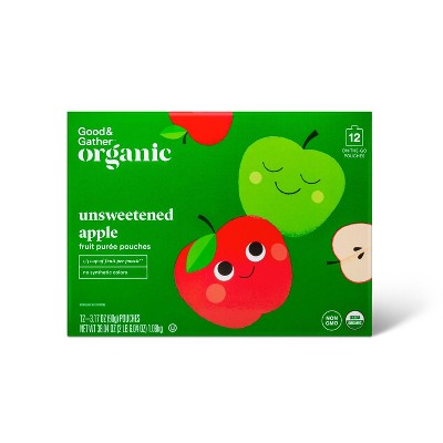 Organic Applesauce Pouches - Unsweetened Apple - 12ct - Good & Gather™