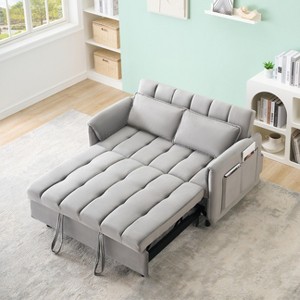 ModernLuxe Chaise Lounge Velvet Sofa Bed Convertible Sofa Sleeper Small Loveseat  Lazy Sofa Upholstered Armchair Reading Couch with Pillow & Pocket - 1 of 4