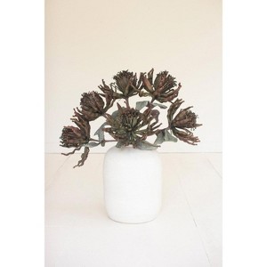 Green and Brown Faux Floral Stem – 28" Tall Botanical Accent by Kalalou - 1 of 3