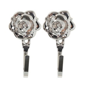 Unique Bargains Curtain Holdbacks Peony Hangers Iron 3.94"x1.97" 1Pair - 1 of 4