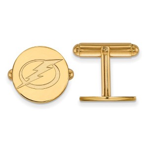 Black Bow Jewelry 14k Yellow Gold Plated Sterling Silver Tampa Bay Lightning NHL Cuff Links - 1 of 3