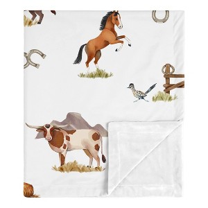 Sweet Jojo Designs Boy Baby Security Blanket Country Western Taupe Brown and Cream - 1 of 4