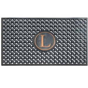 A1HC Natural Rubber Large Monogrammed Door Mat 24" x 39" Scrapes Shoes Clean of Dirt & Grime Doormat - 1 of 4
