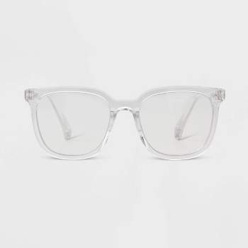 Women's Crystal Plastic Square Blue Light Filtering Reading Glasses - Universal Thread™ Clear