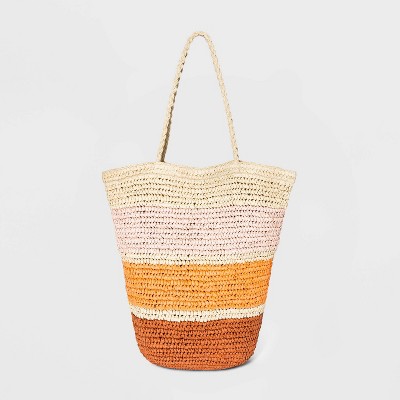 Striped Straw Shopper Tote Handbag - Universal Thread™
