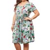 Agnes Orinda Women's Plus Size Floral Inverted Box Pleat Boho T-Shirt Dresses - 2 of 4