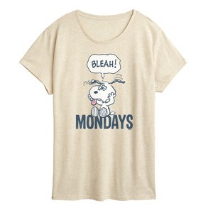 Women's - Peanuts - Bleah Mondays Snoopy -Women's Short Sleeve Graphic T-Shirt Short Sleeve Graphic T-Shirt - 1 of 4